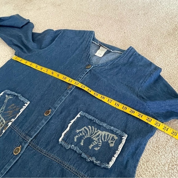 Vintage Studio G Chambray Safari Animal Print Dress & Jacket Set L Made in USA - Picture 10 of 12